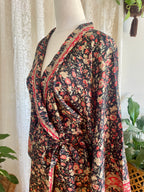 Tree Of Life Floral Wrap Kimono Dress / Robe