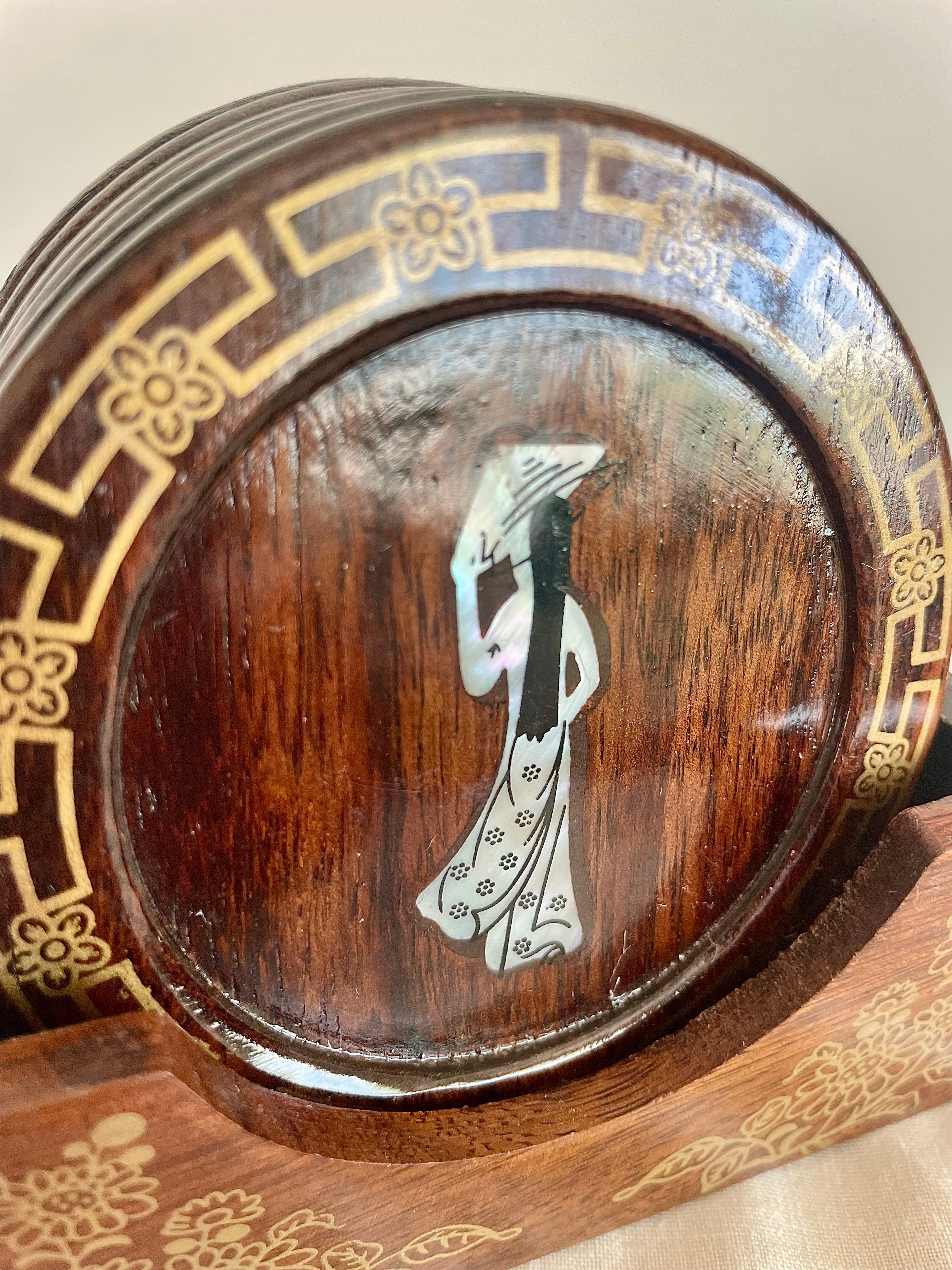 Vietnamese Vintage Lacquerwood coaster set