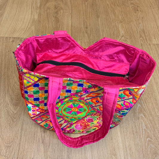 Boho Patchwork Bag - Pink