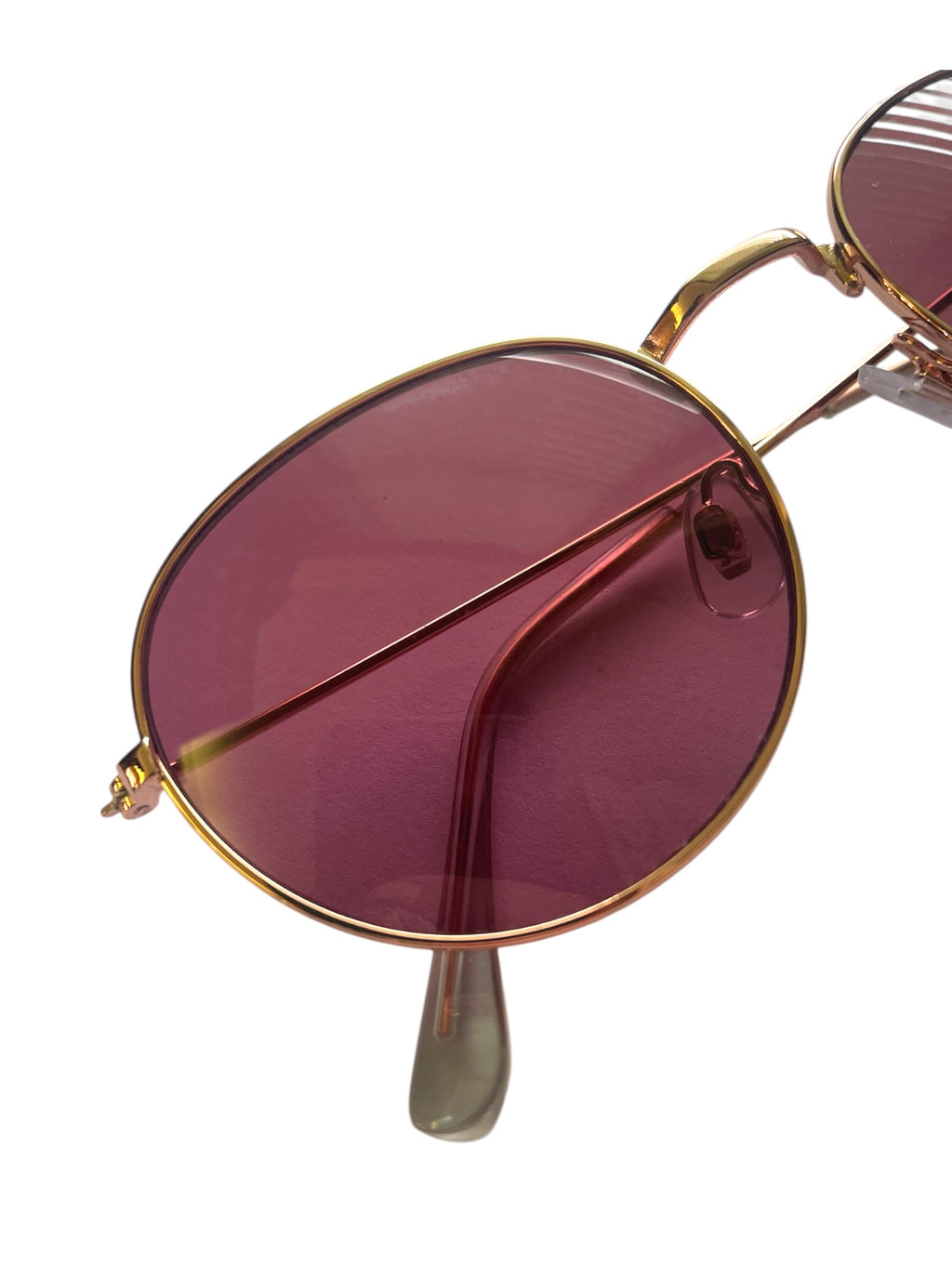 Pink shade retro sunglasses with gold frames