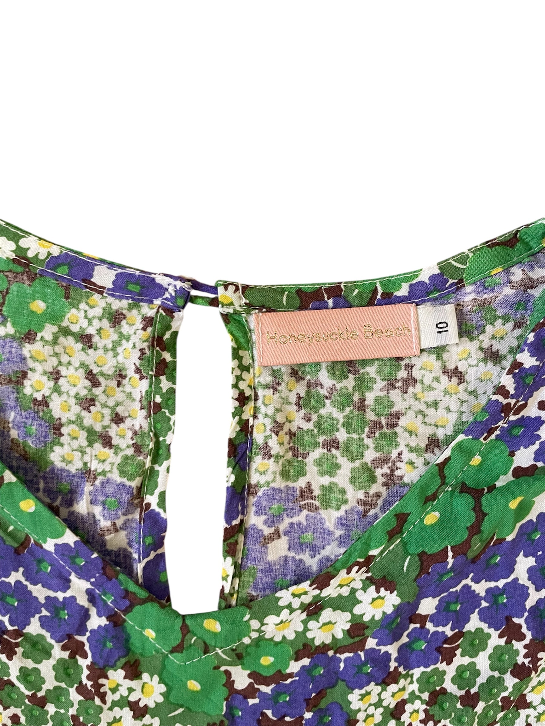 Blue/Green Retro Floral print 3/4 sleeve dress Sz 10