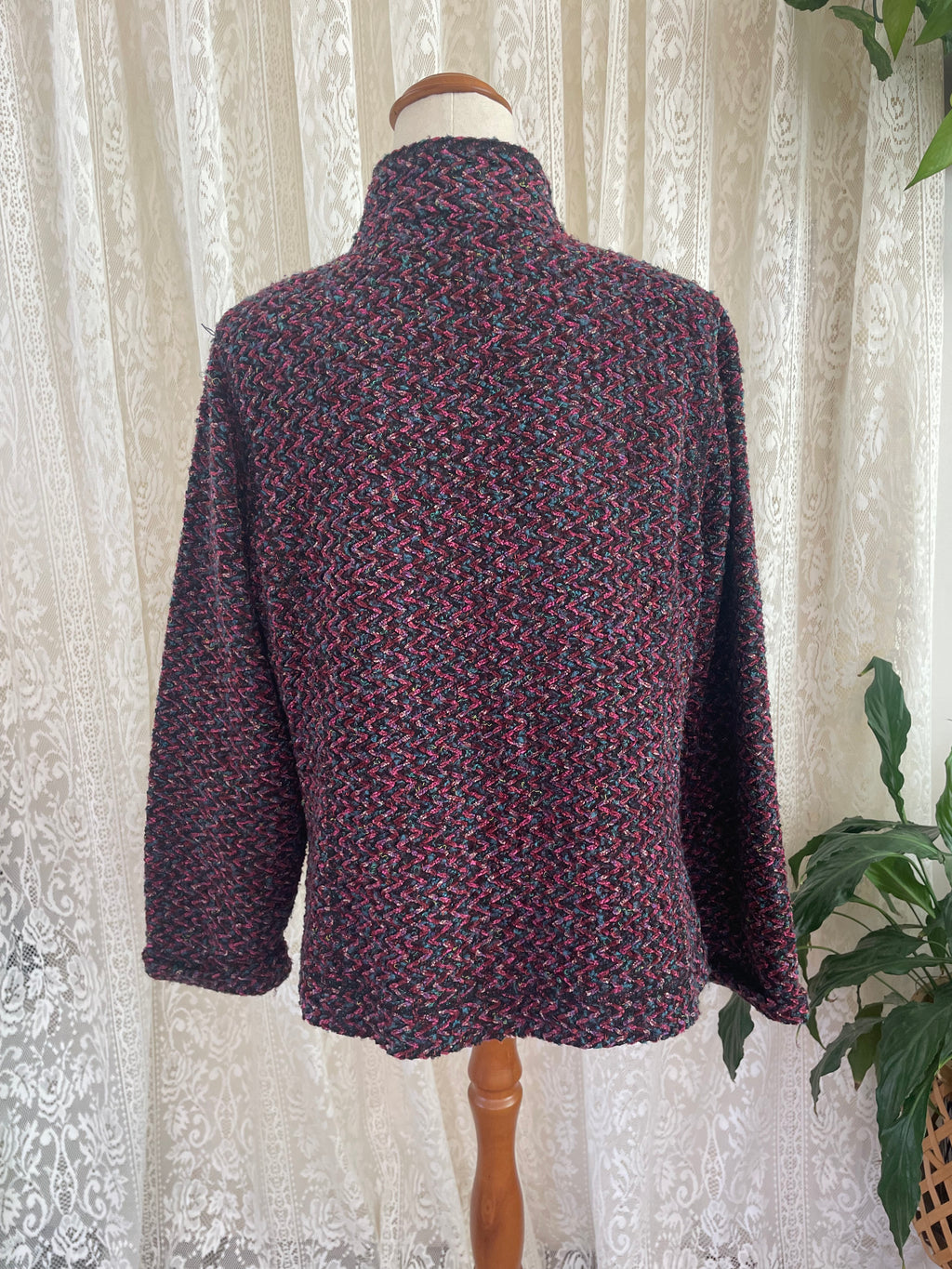 Purple Tone Chevron Tweed Blazer