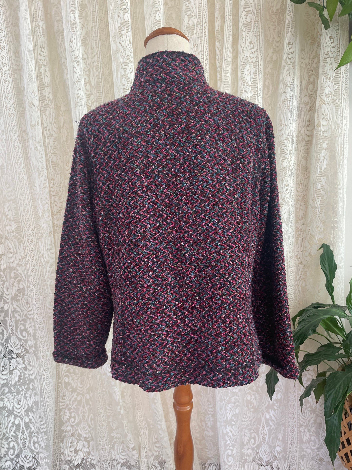Purple Tone Chevron Tweed Blazer