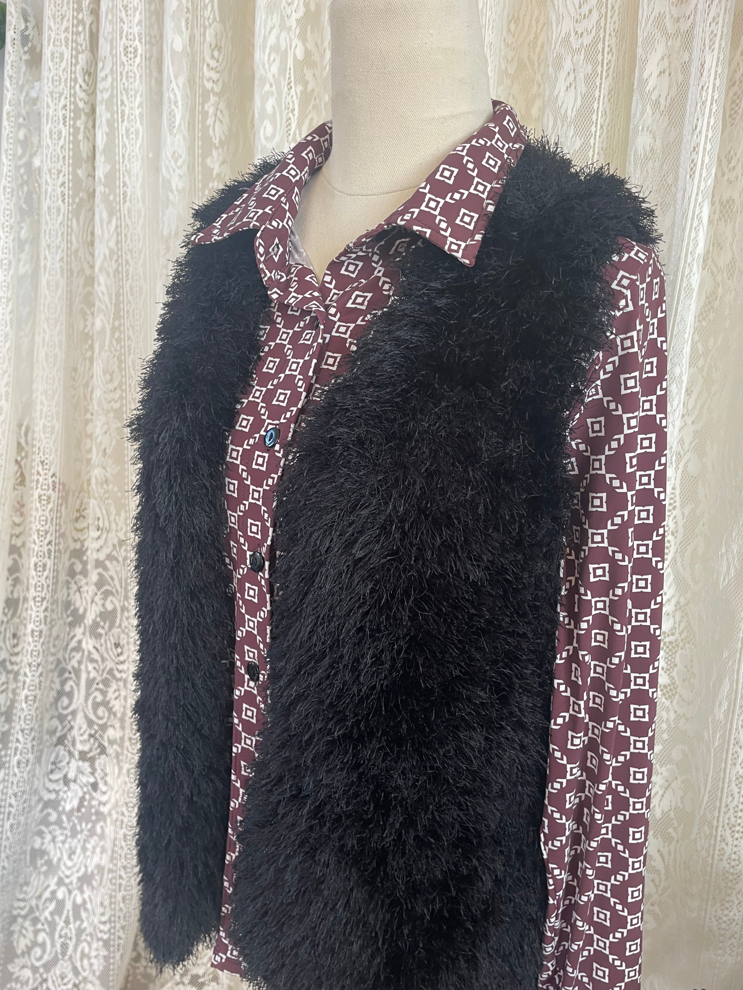 Black Faux Fur Vest Sz 14