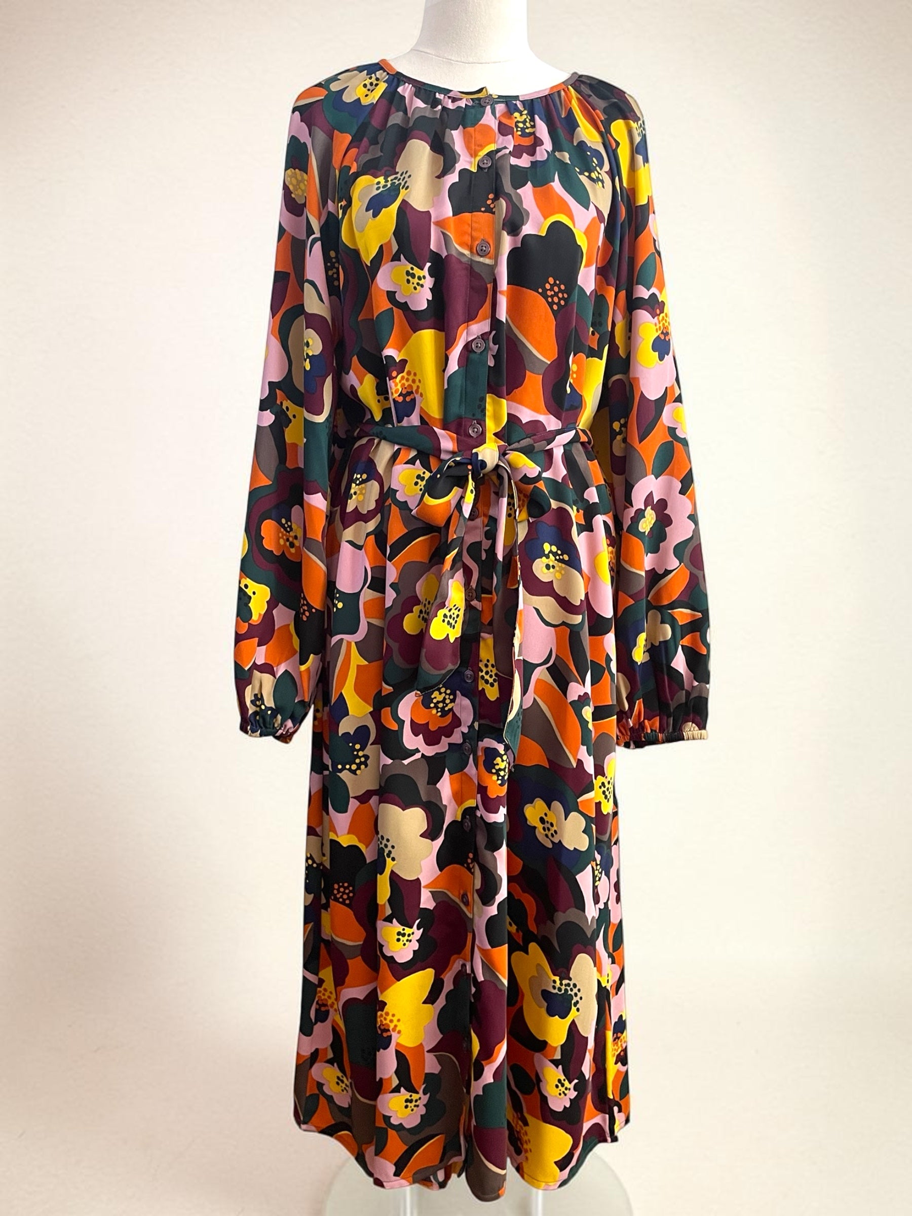 Tu Women Abstract Floral Midi Dress – Button Down Kimono Duster - Sz 12