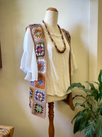 Crochet granny square open vest