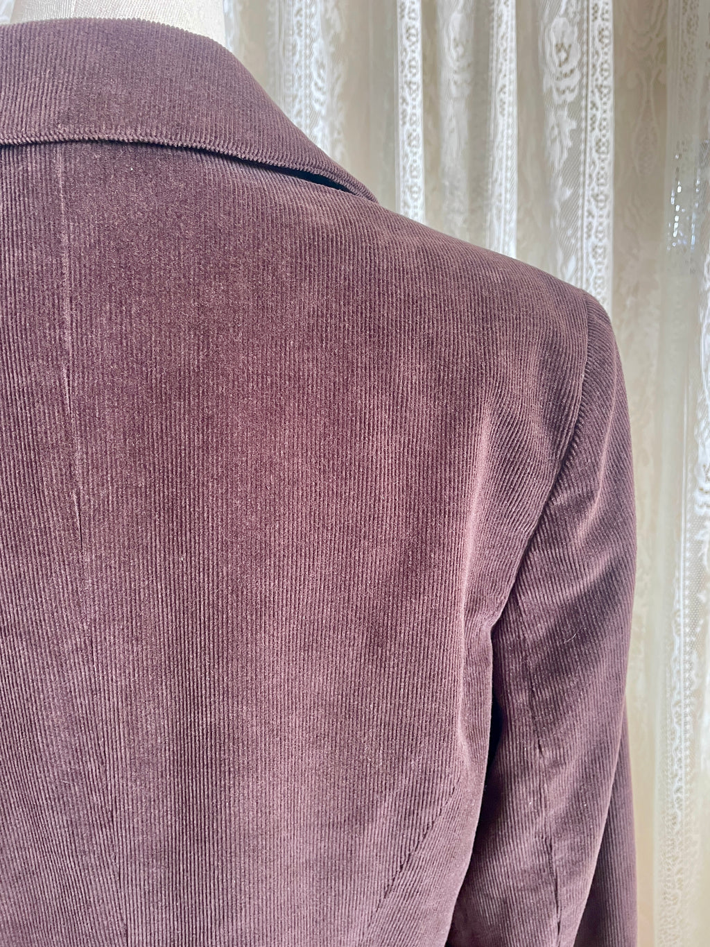 New Look Chocolate Brown Corduroy Jacket Single Button Ribbed Suit Coat 90s Minimalist Style Size 16