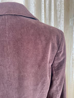 New Look Chocolate Brown Corduroy Jacket Single Button Ribbed Suit Coat 90s Minimalist Style Size 16