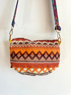 Boho Crossbody Bag w/ Thick Geometric Strap & Tassels