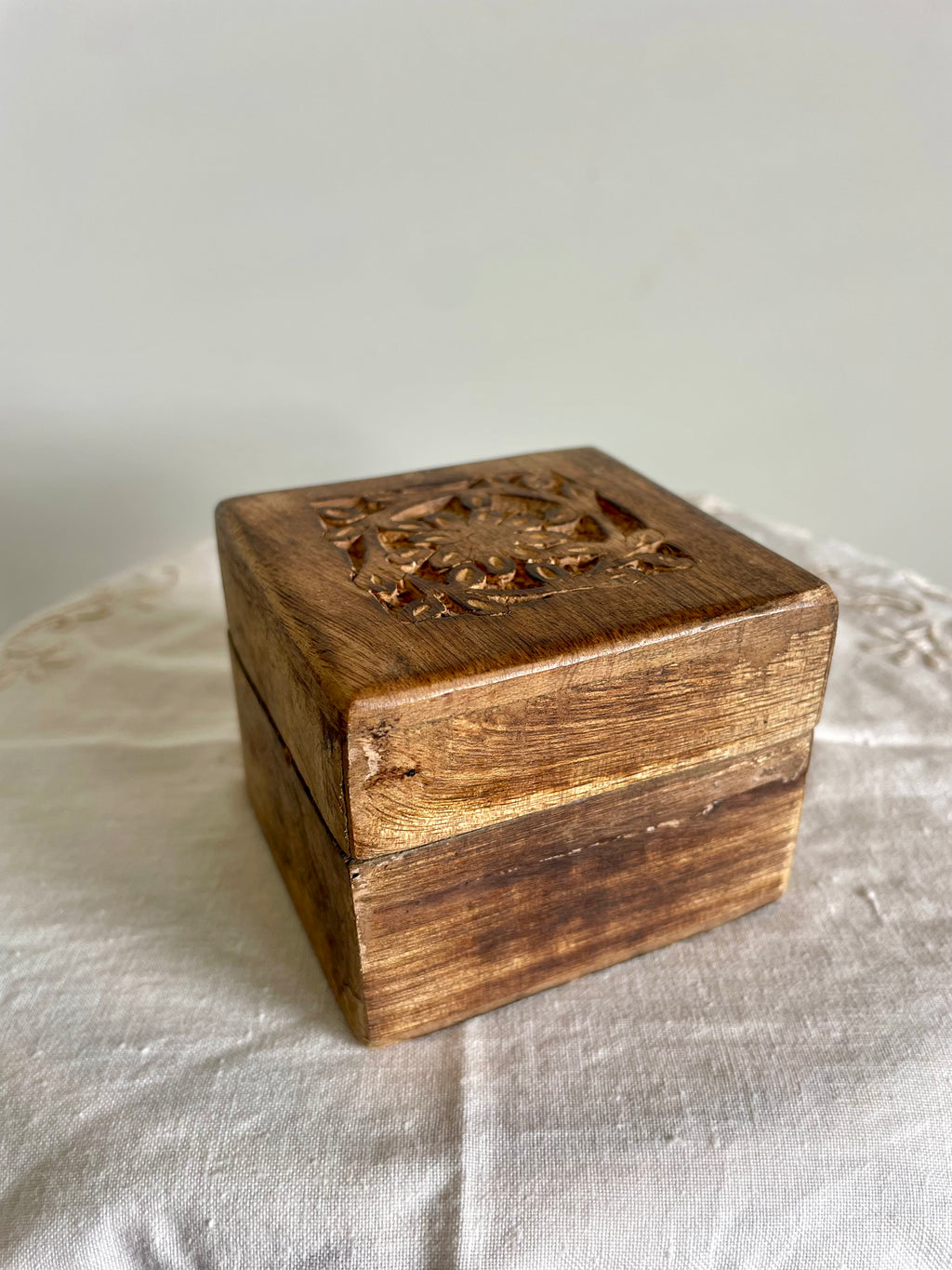 Hand Carved Small Wooden Trinket Box