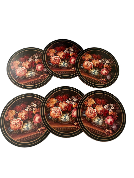 Vintage Pimpernel “Flemish Flowers” ROUND Drink Coasters