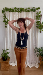 Gold Tone Belly Belt with Howlite Drops