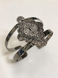 Boho Silver Statement Cuff Bracelet - Tribal Western Arm Bangle