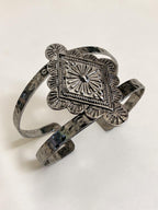 Boho Silver Statement Cuff Bracelet - Tribal Western Arm Bangle