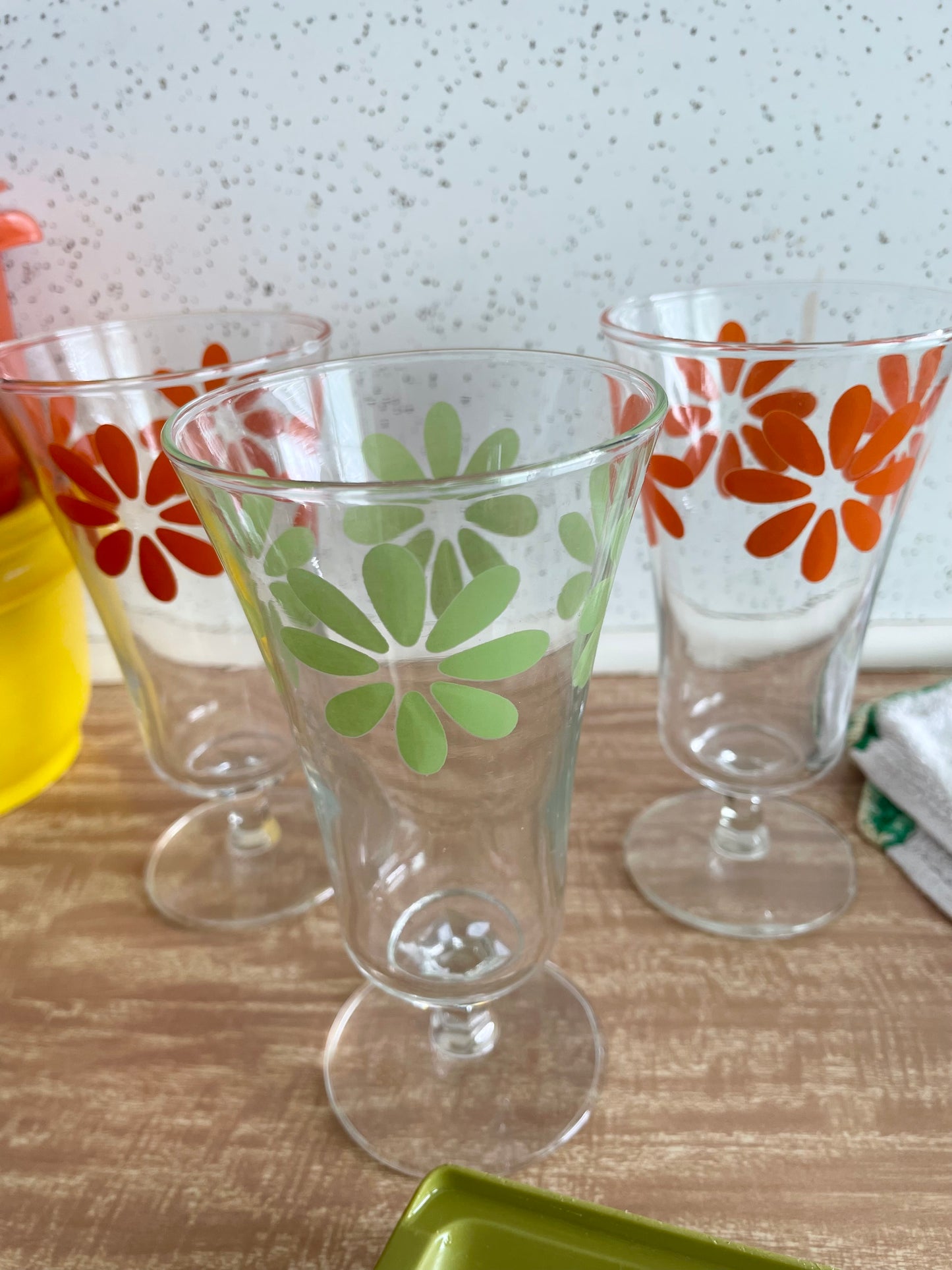 Trio of Retro Stemmed Glasses