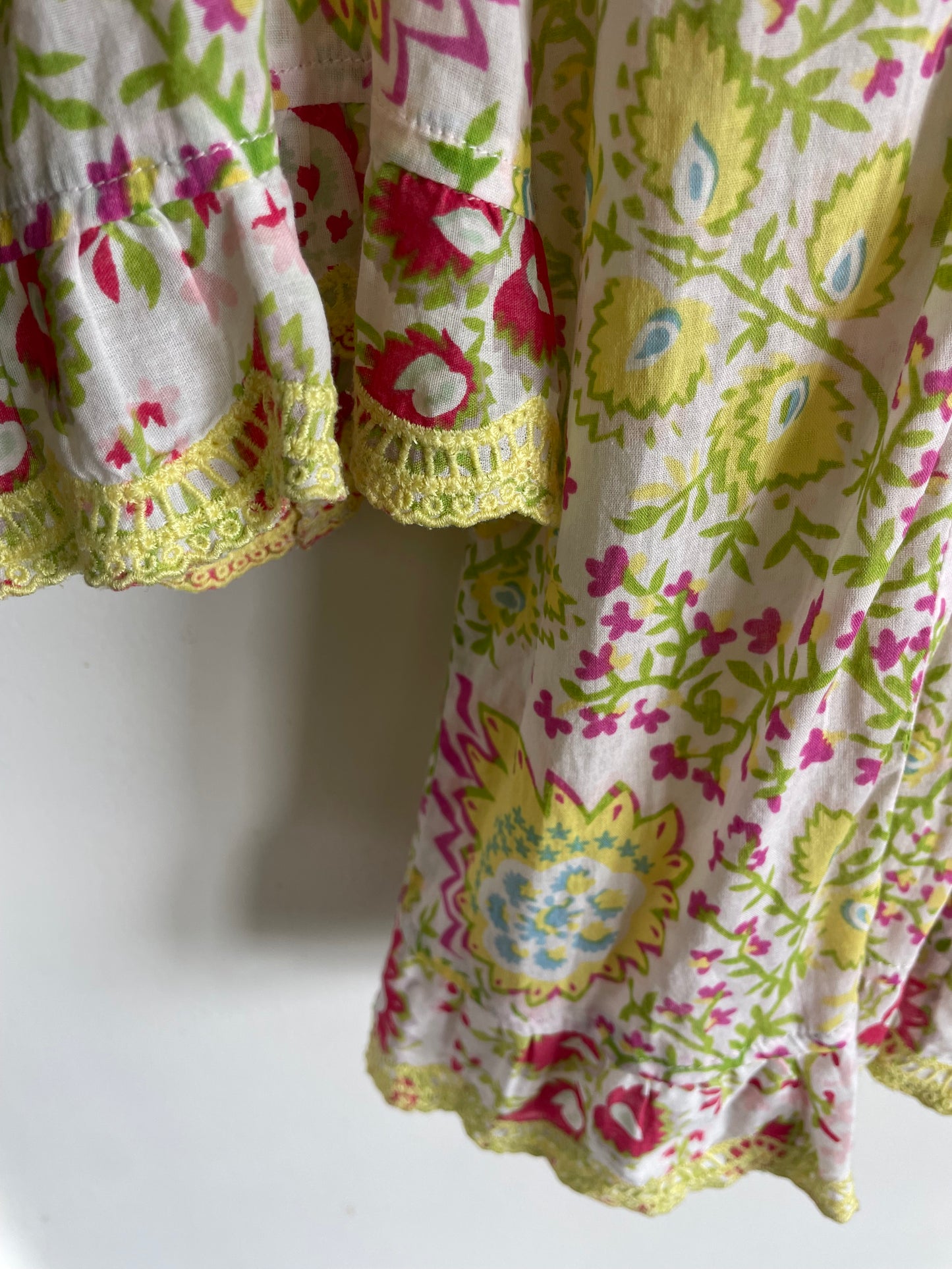 Cotton 3/4 sleeve Lime Floral Blouse