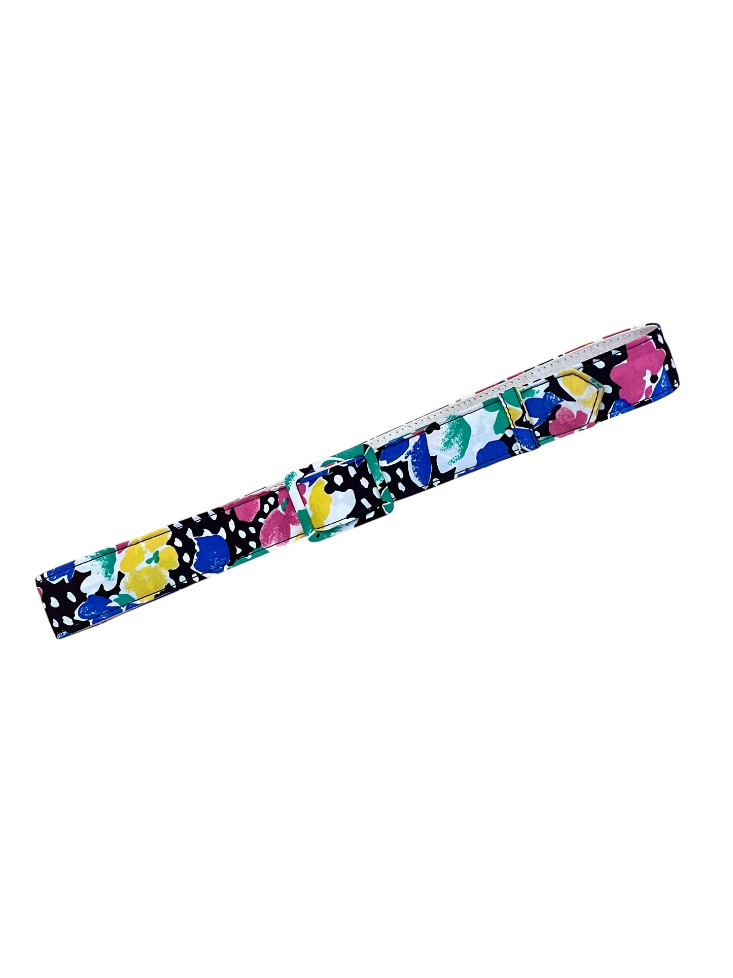 80s Vibrant Abstract Floral Fabric Belt