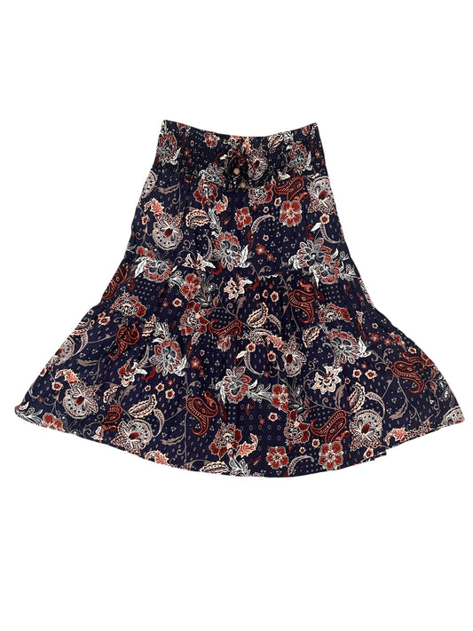 Navy/Brown floral print Maxi Skirt - XL