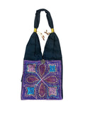 Embroidered and Sequins Cotton Short Strap Shoulder Bag