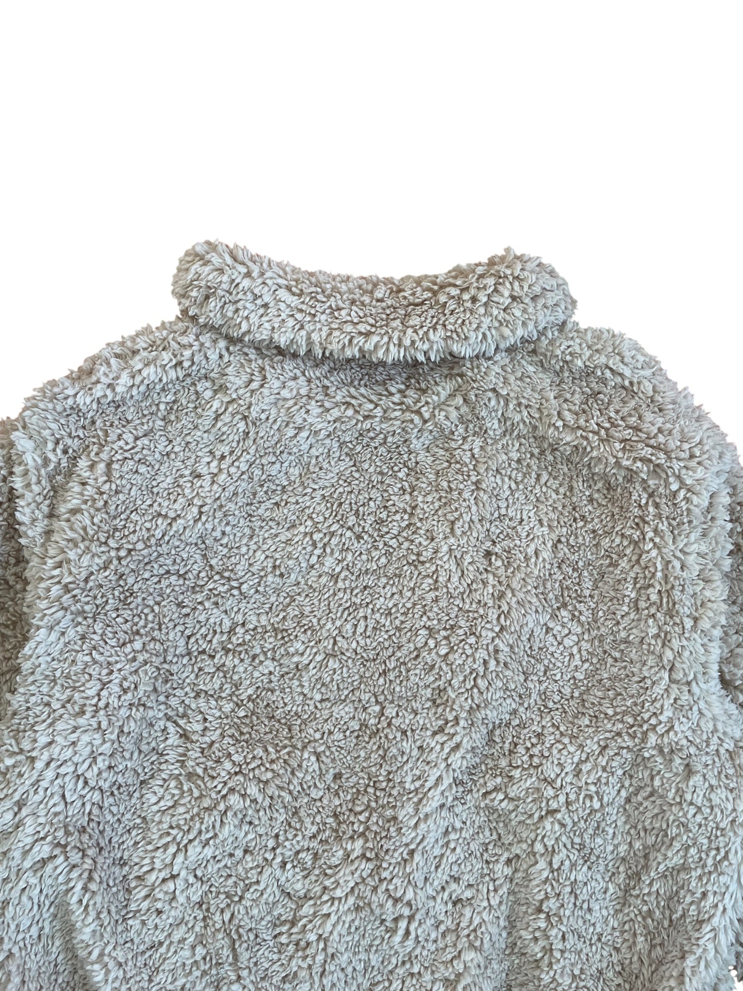 Beige Fluffy Teddy Jumper with High Zip Collar
