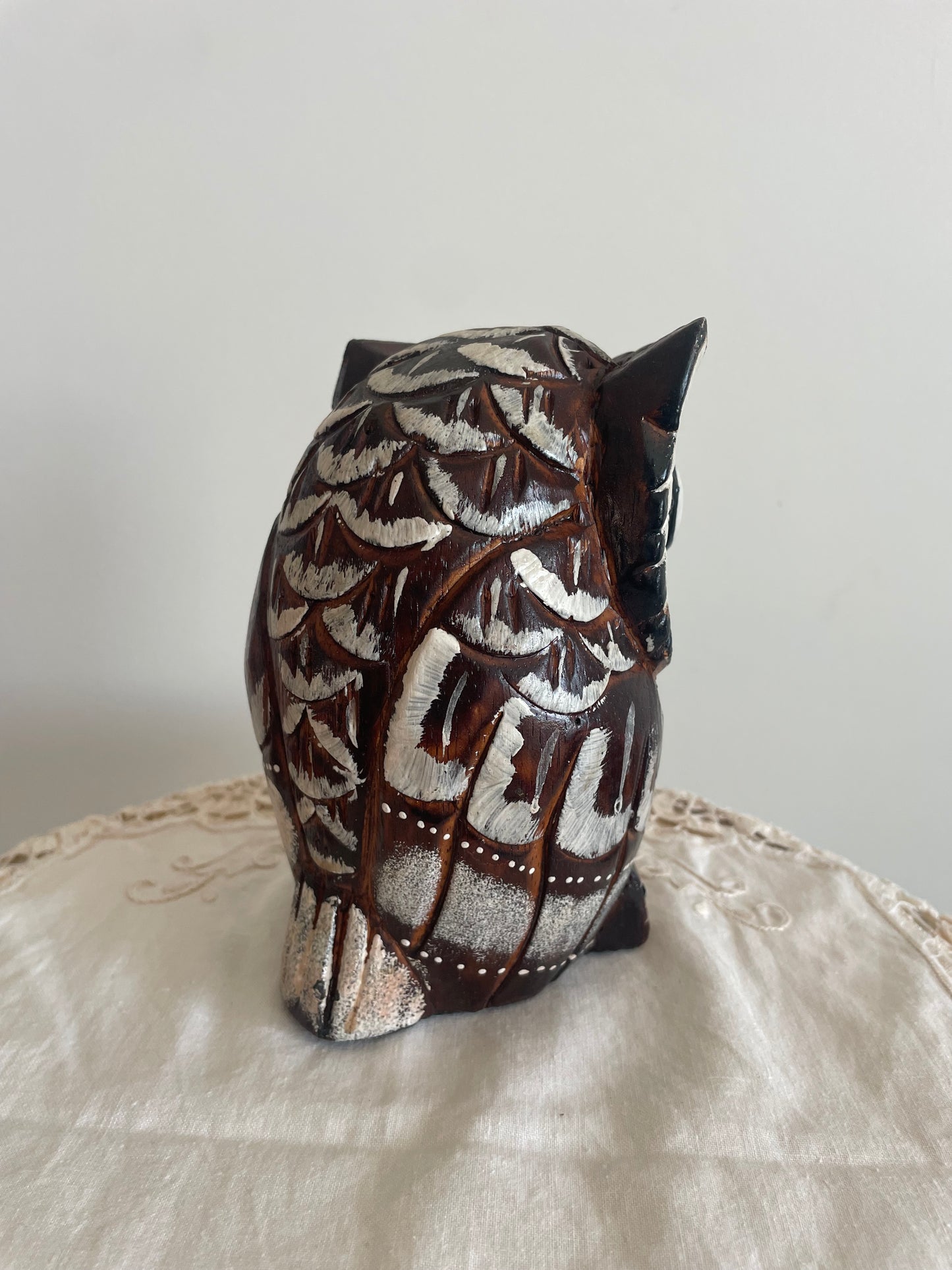 Carved Rustic Wooden Owl Statue