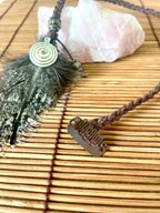 Feather & Hemp Hair Extension - Tawny Frogmouth/Spiral