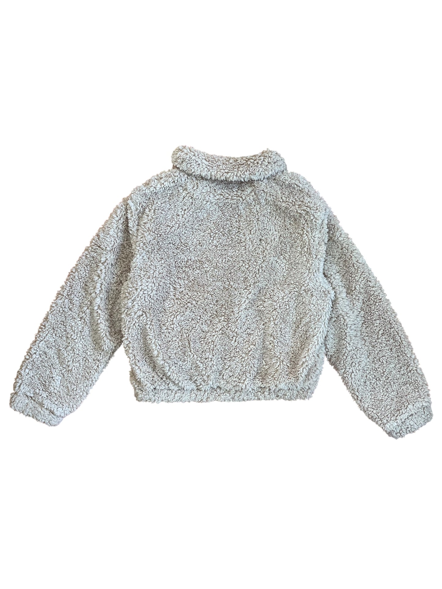 Beige Fluffy Teddy Jumper with High Zip Collar