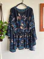 Floral Wrap Front Blouse with Bell Sleeves - Flawed but Fabulous
