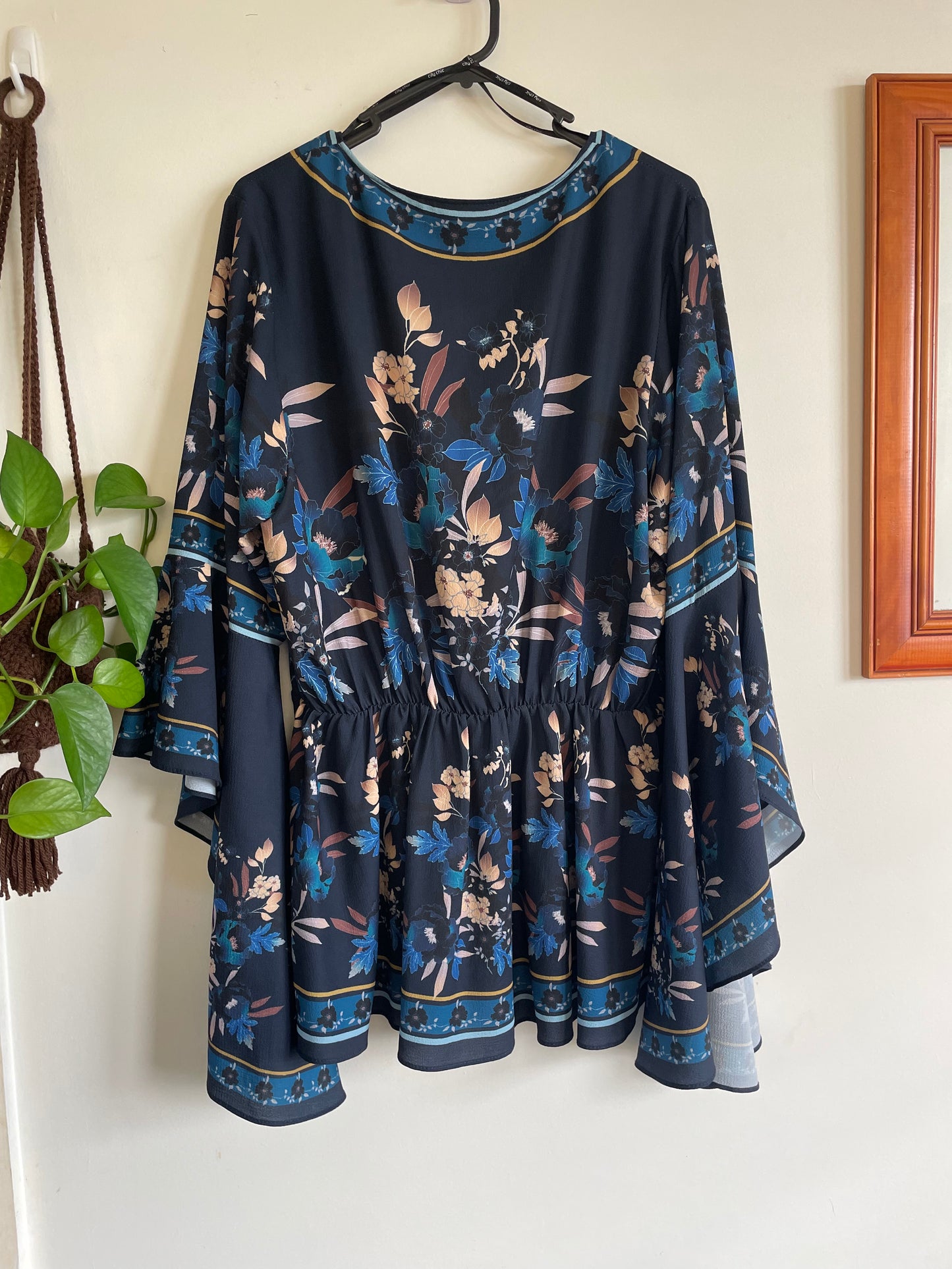 Floral Wrap Front Blouse with Bell Sleeves - Flawed but Fabulous