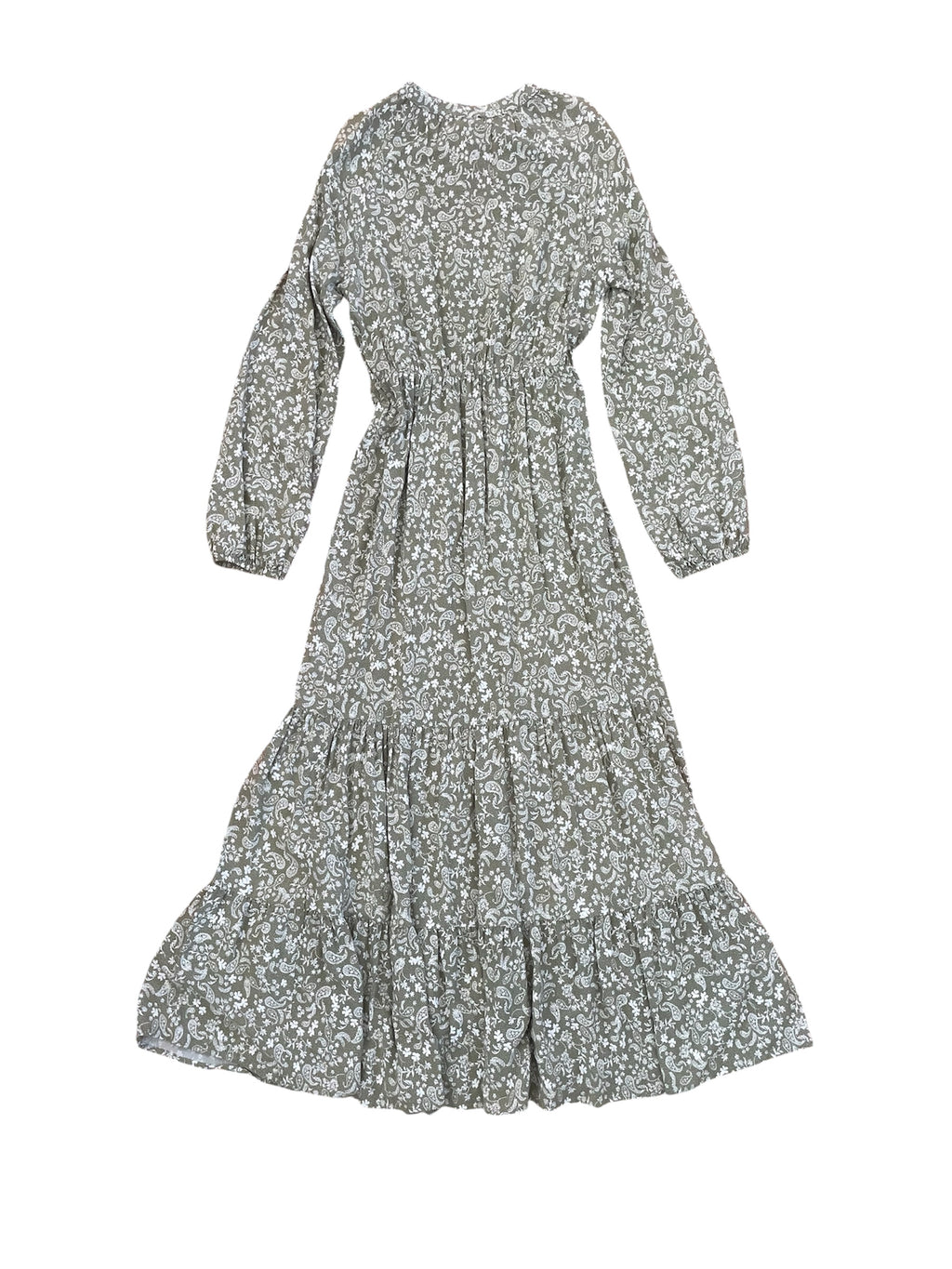 Long Sleeve Sage Paisley Print Dress