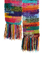 Crochet Multicolour Extra Long Fringed Scarf