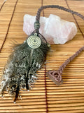 Feather & Hemp Hair Extension - Tawny Frogmouth/Spiral