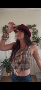 Deep red velvet brimmed hat