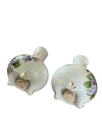 Vintage Porcelain Salt & Pepper Shakeds with violet flower motifs