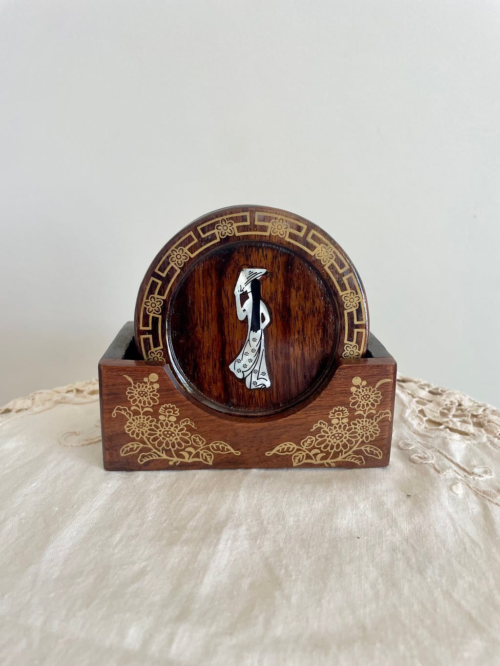 Vietnamese Vintage Lacquerwood coaster set