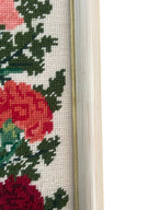 Vintage Carnations completed cross stitch in Frame D’art