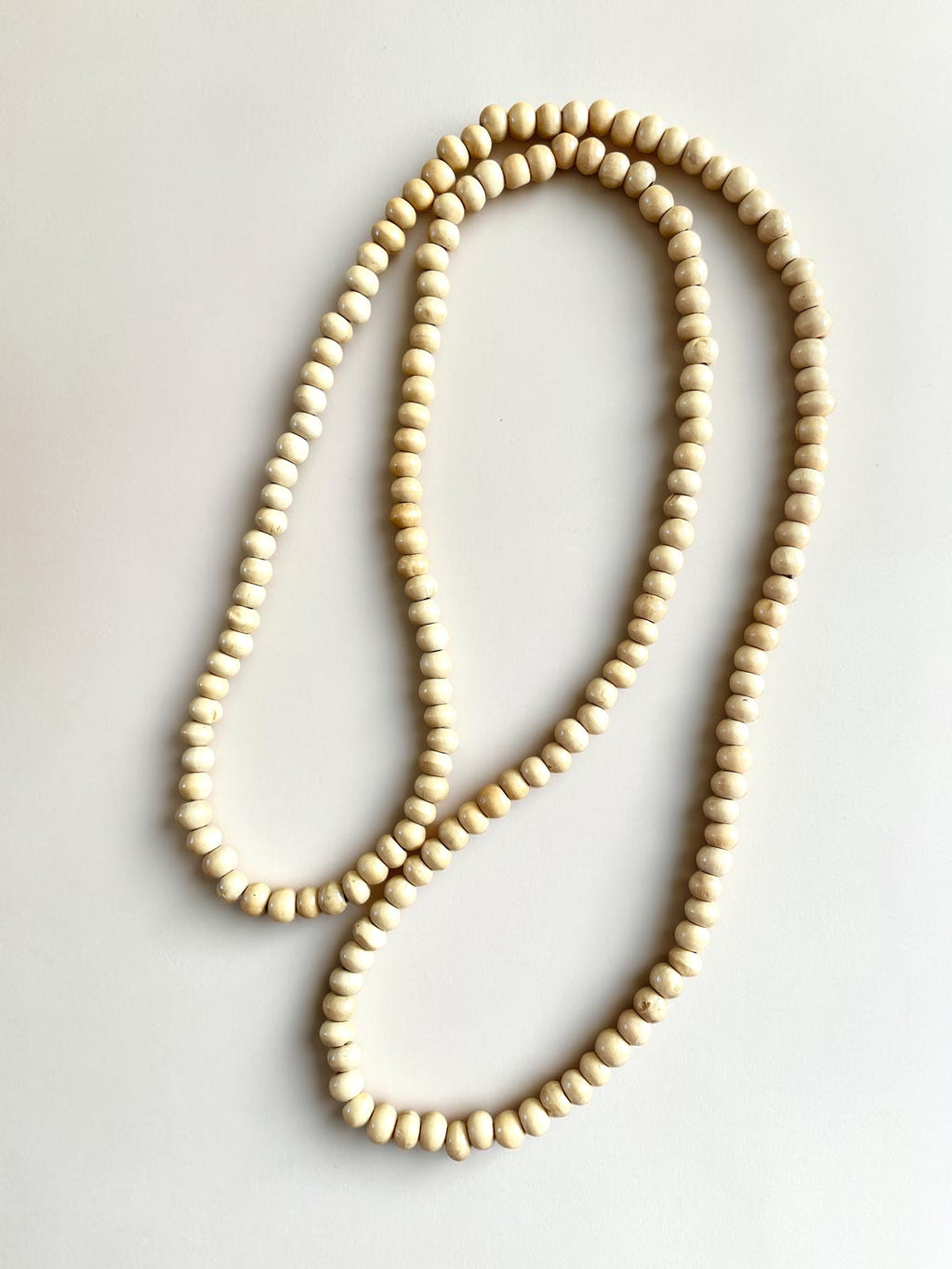 Wooden bead long necklace - Natural