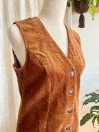 M&Co Tan Corduroy Button up Pinafore Dress Sz 10