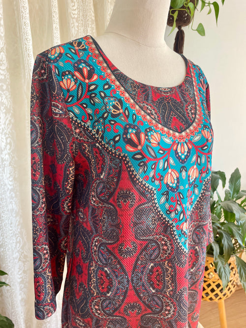 Boho Style Paisley Print Midi Dress
