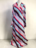 ASOS DESIGN Retro Stripe Maxi Dress – Long Sleeve Wrap Size AU 14