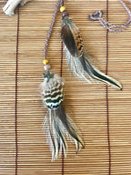Feather & Hemp Hair Extension - Double Stranded Brown mix/Dragonfly