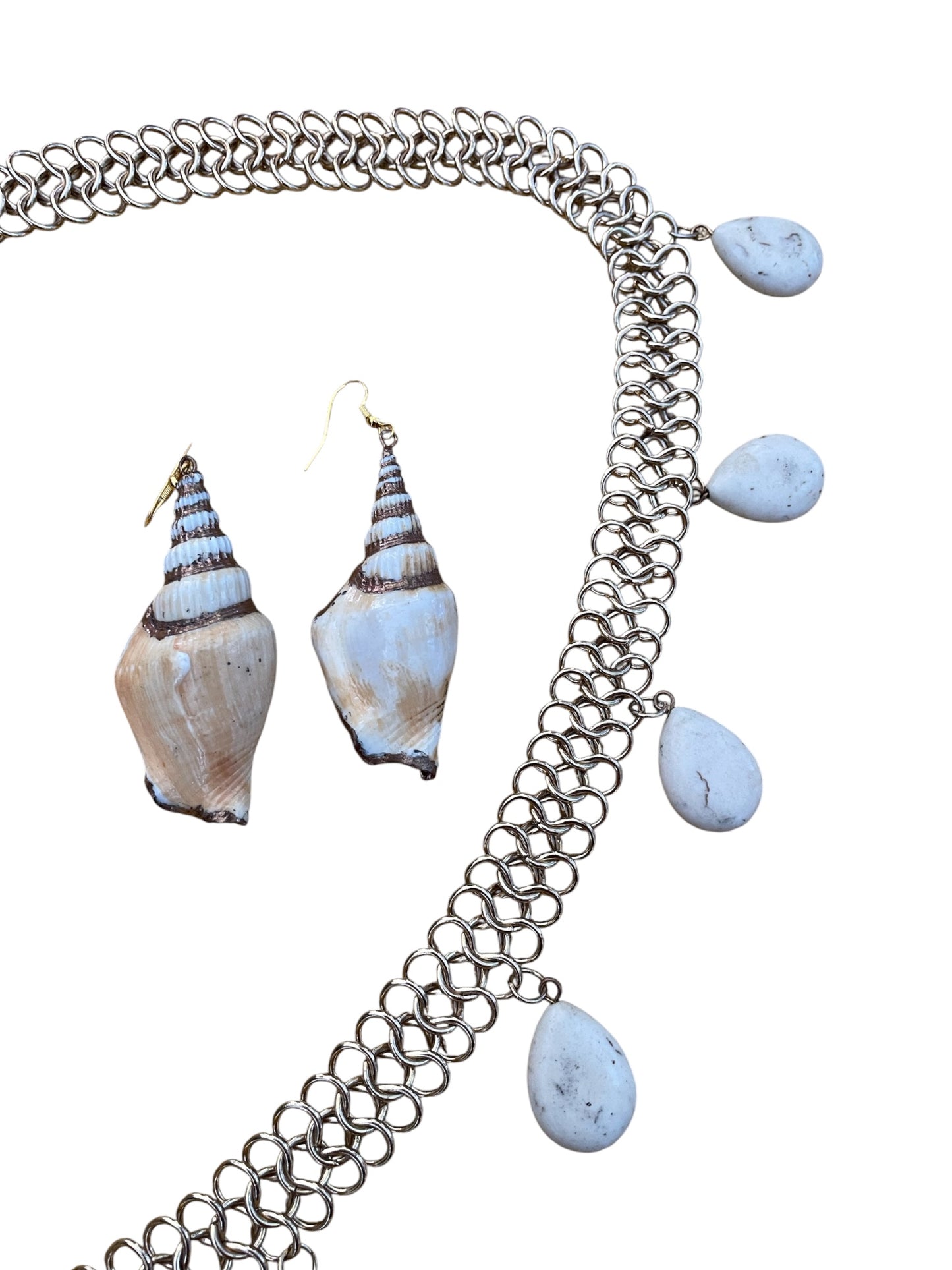 Gold Tone Belly Belt with Howlite Drops