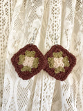 Crochet Mojo Moon Square Earrings - Brown/Green