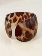 Chunky Leopard Print Acrylic Cuff Bracelet - Wide Resin Animal Print Bangle