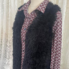 Black Faux Fur Hand Knitted Open Vest