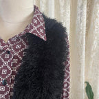 Black Faux Fur Hand Knitted Open Vest
