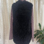 Black Faux Fur Hand Knitted Open Vest