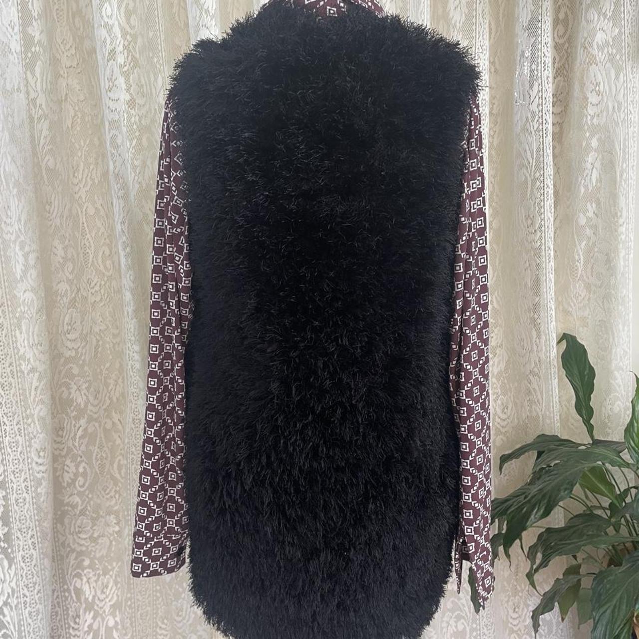 Black Faux Fur Hand Knitted Open Vest