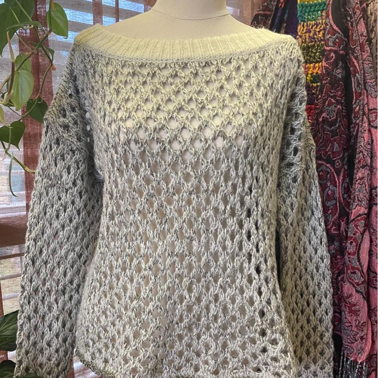 Silver knitted mesh jumper