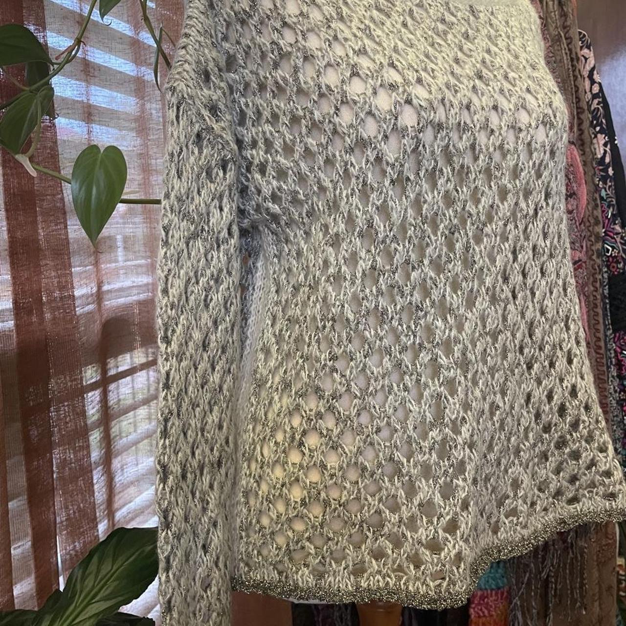 Silver knitted mesh jumper
